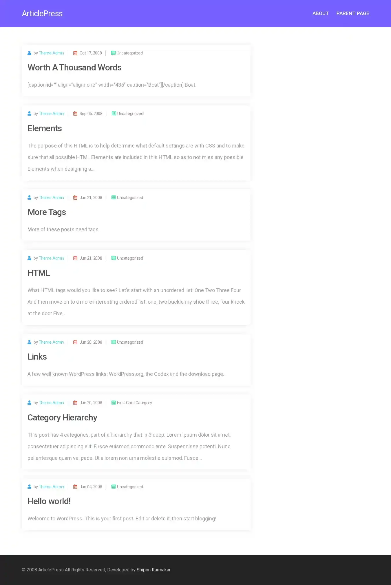 ArticlePress home page on desktop
