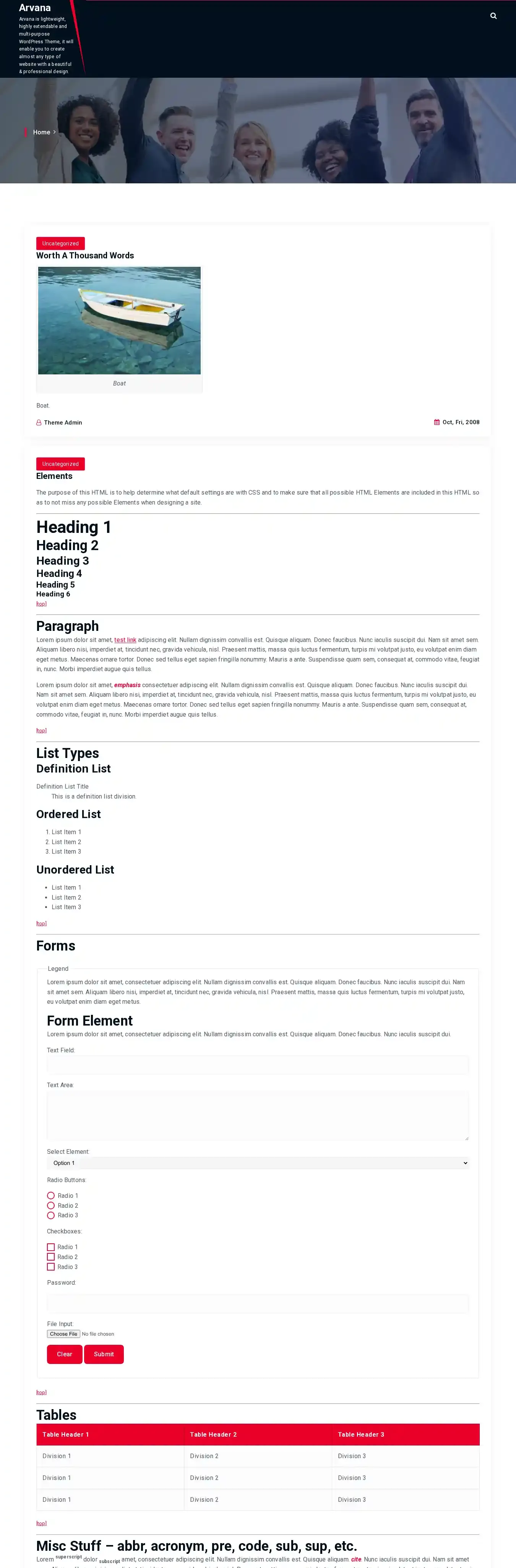 Arvana home page on desktop