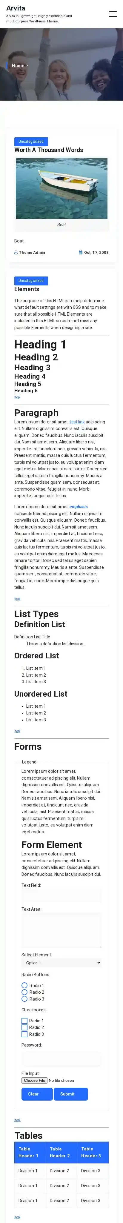 Arvita home page on mobile