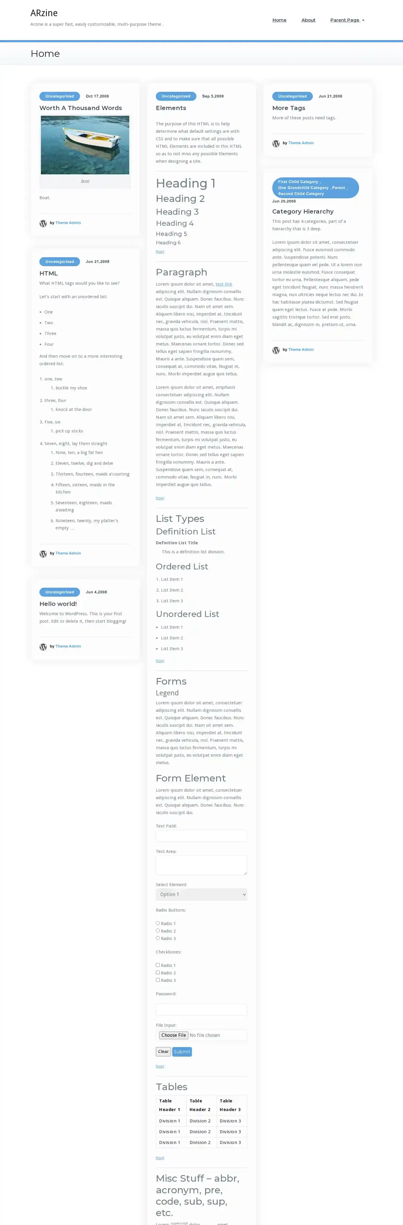ARzine home page on desktop