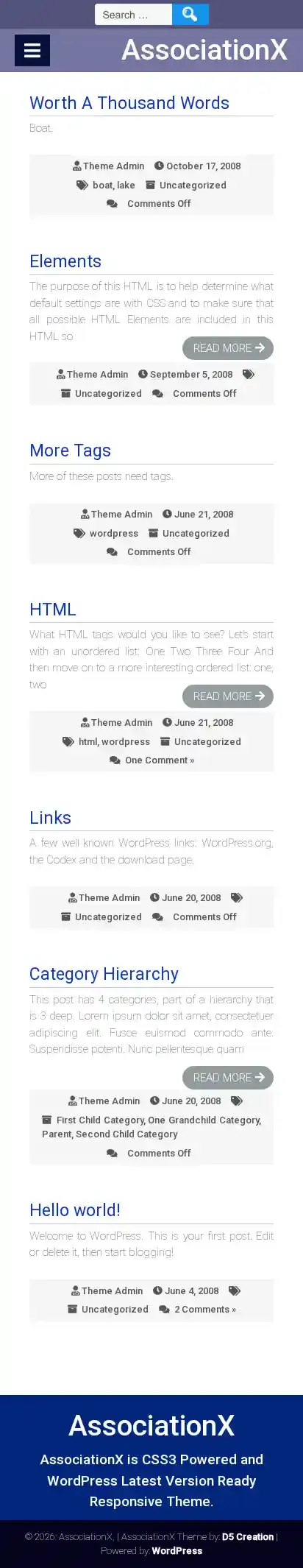 AssociationX home page on mobile