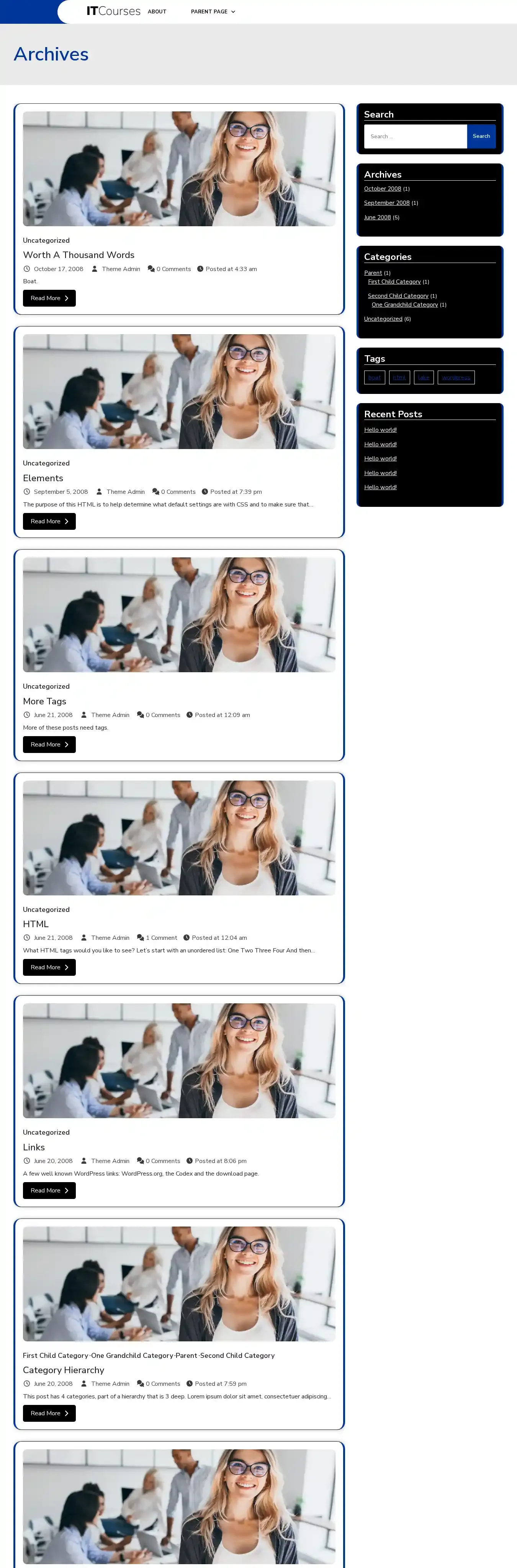 Aster IT Courses home page on desktop
