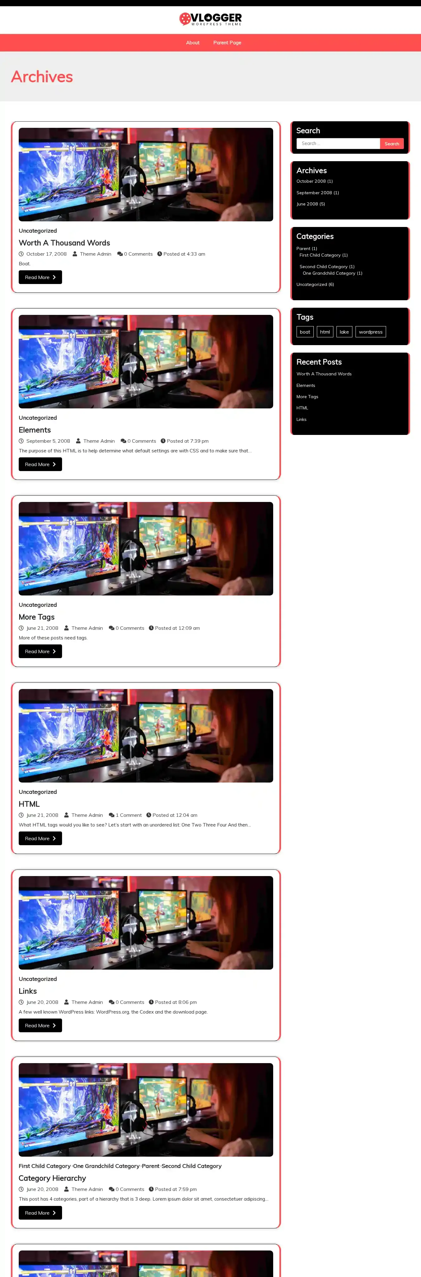 Aster Vlogger home page on desktop