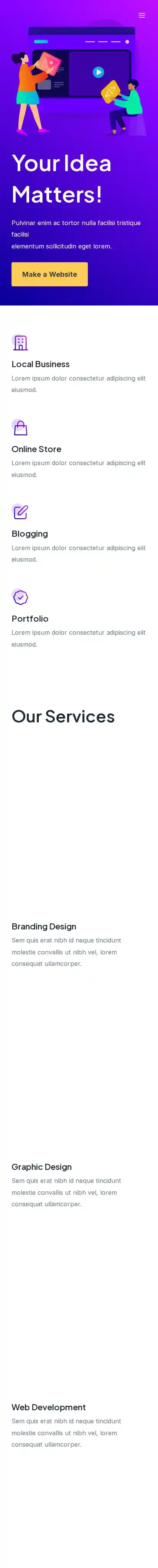 Astra home page on mobile
