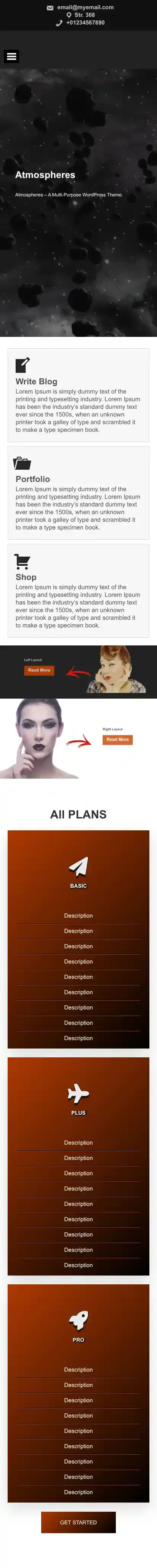 Atmospheres home page on mobile