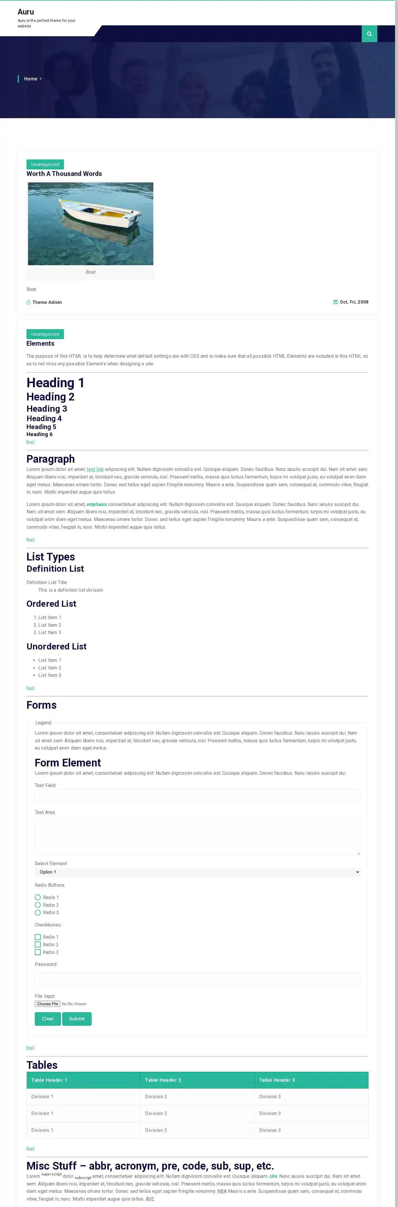 Auru home page on desktop