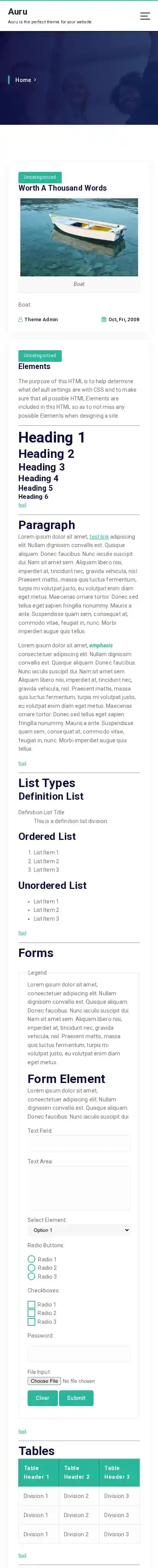 Auru home page on mobile