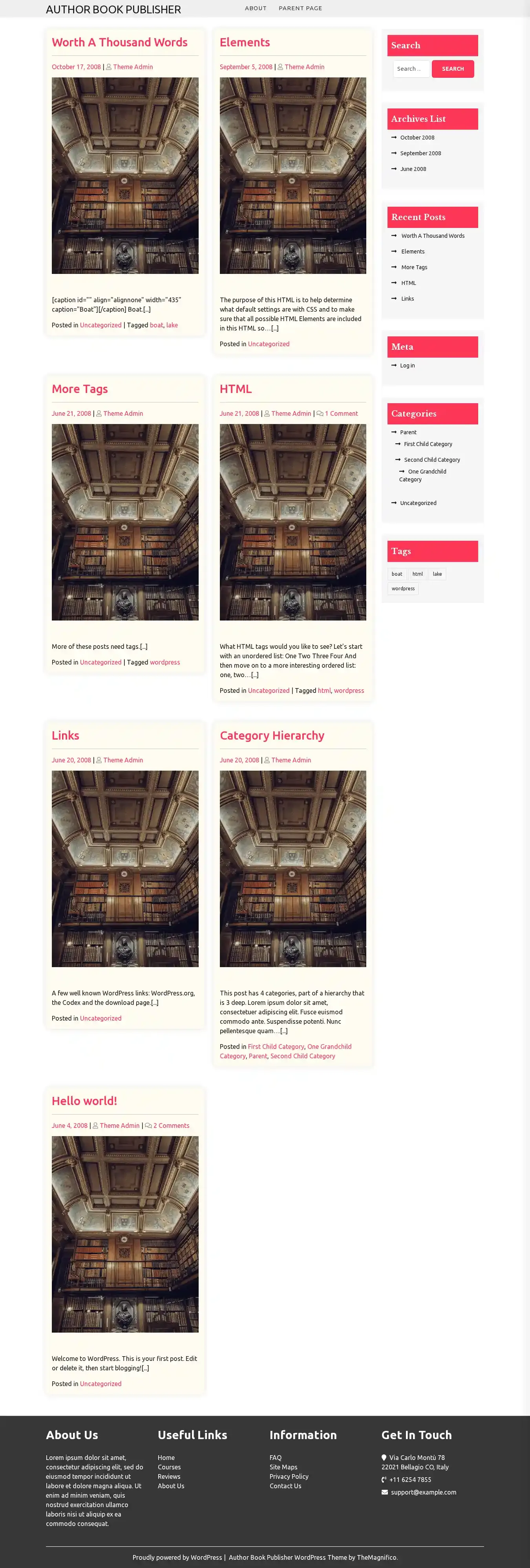 Author Book Publisher home page on desktop