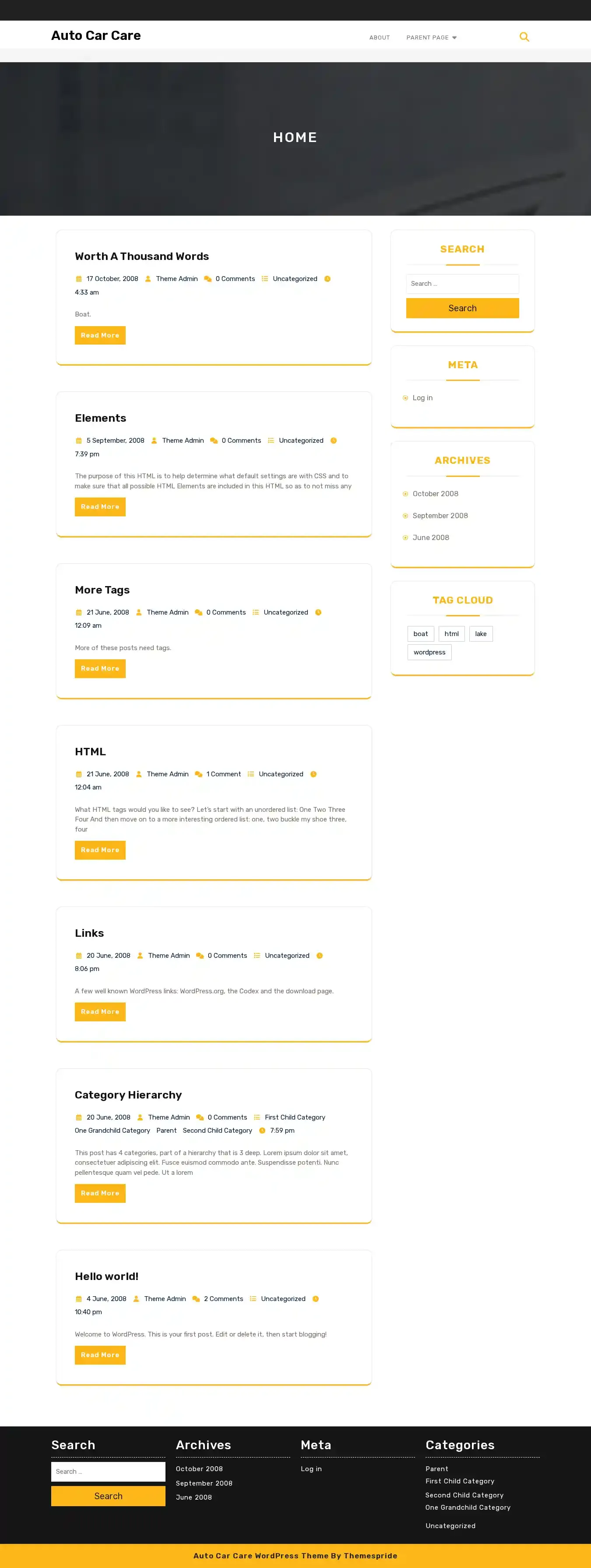 Auto Car Care home page on desktop