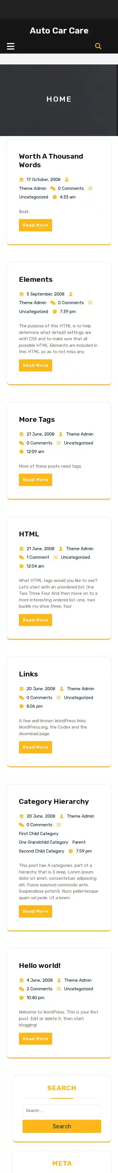 Auto Car Care home page on mobile