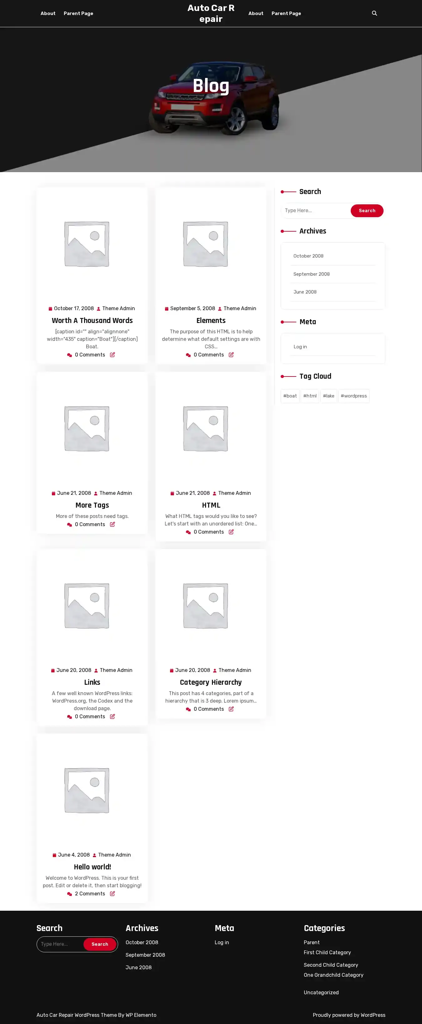 Auto Car Repair home page on desktop