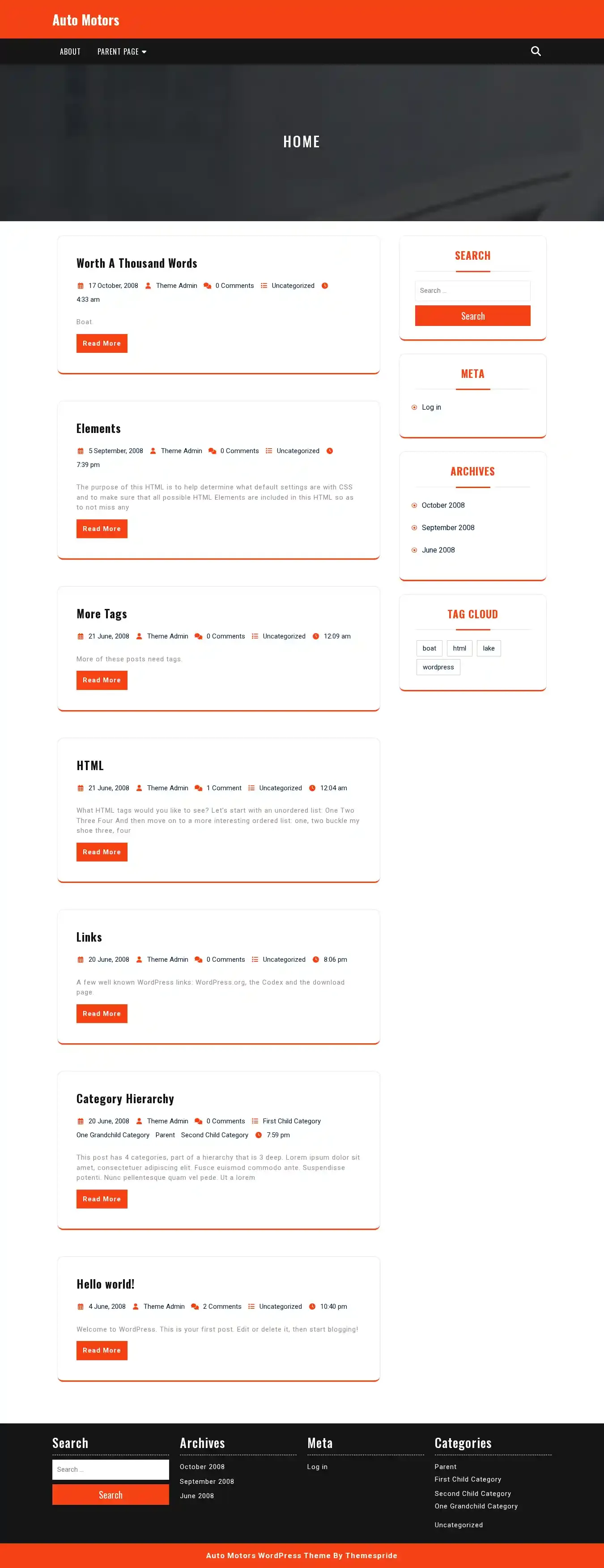 Auto Motors home page on desktop