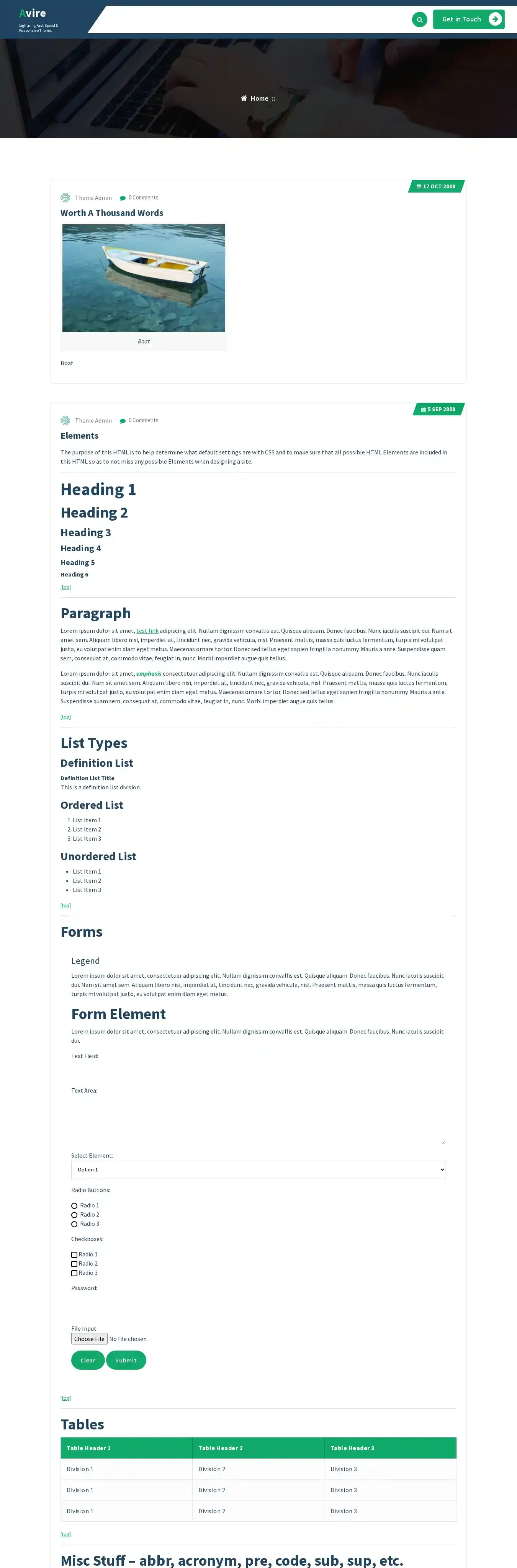 Avire home page on desktop