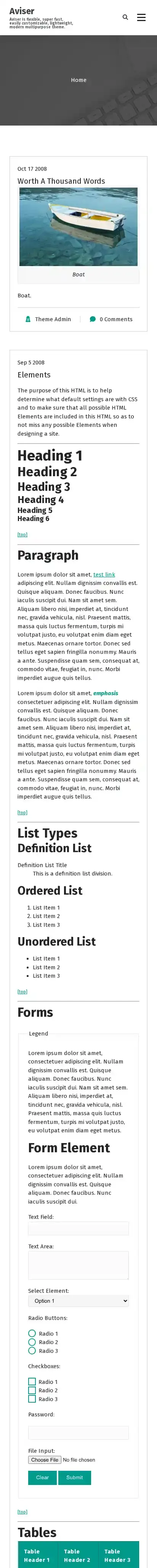 Aviser home page on mobile