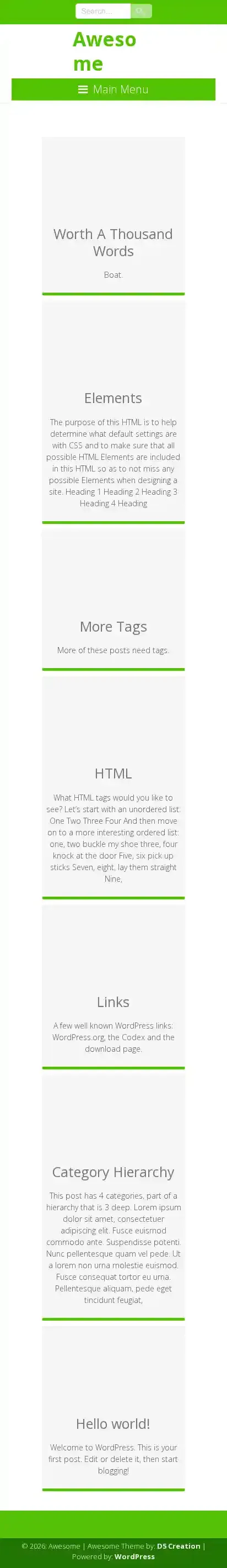 Awesome home page on mobile