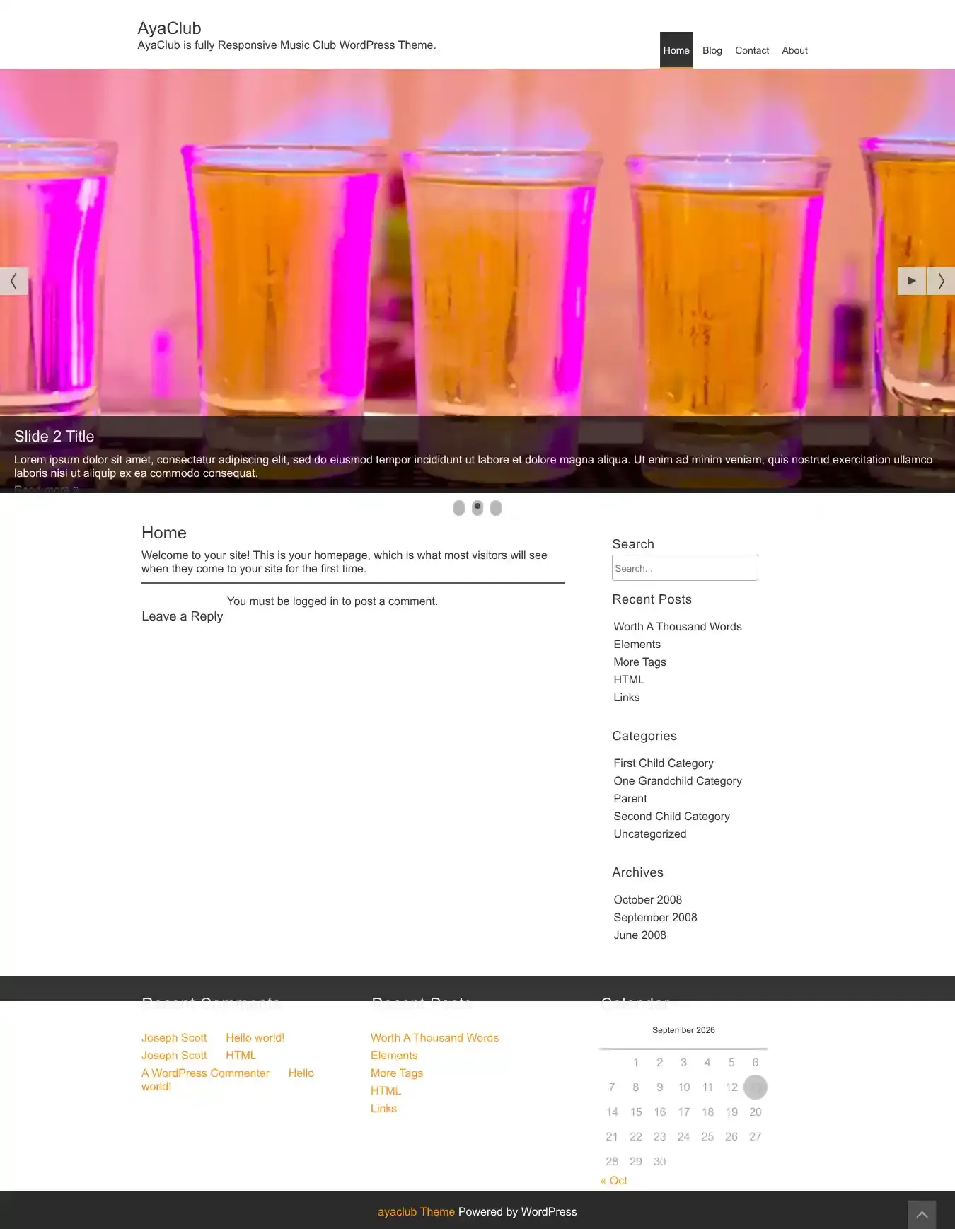 AyaClub home page on desktop