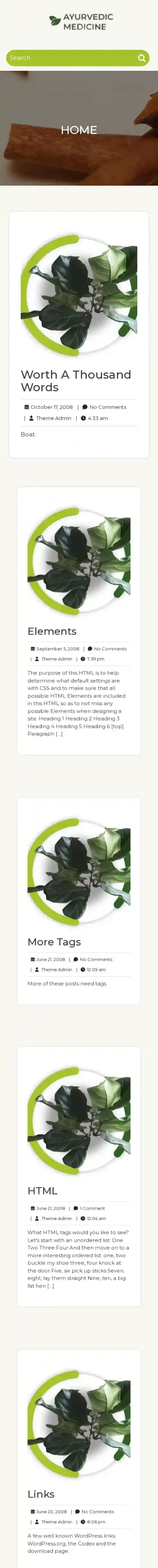 Ayurvedic Medicine home page on mobile