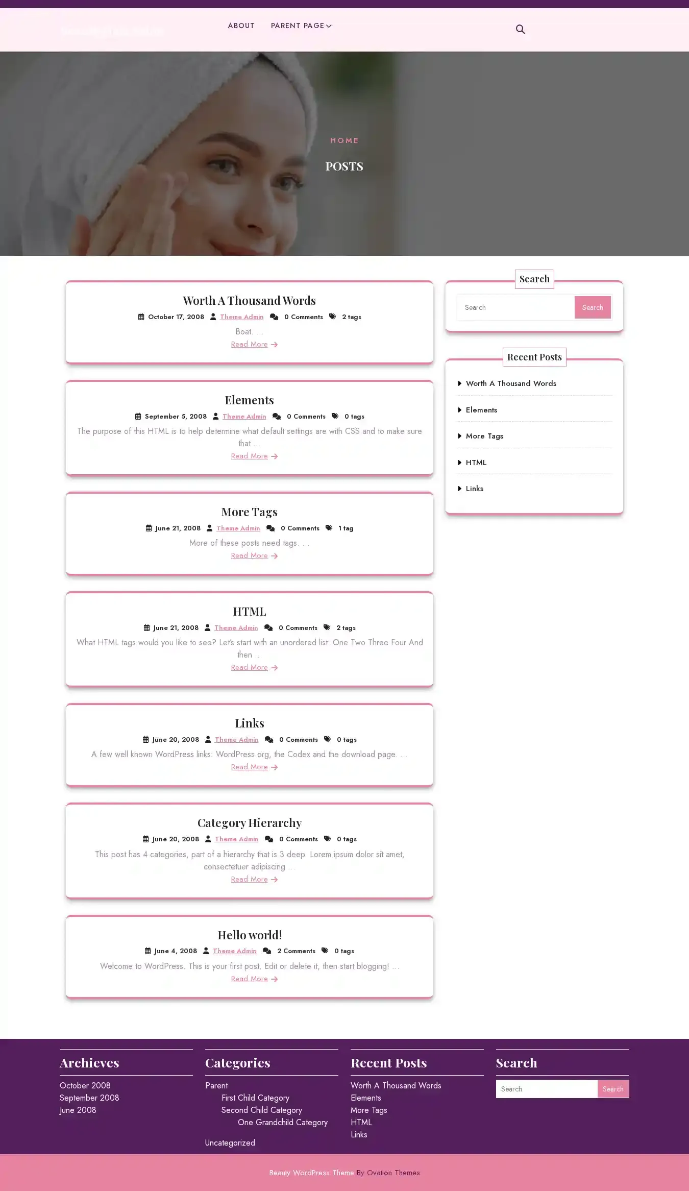 Beauty Hair Salon home page on desktop