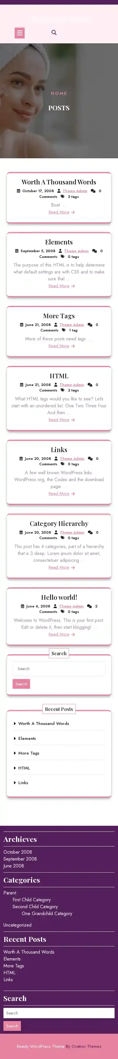 Beauty Hair Salon home page on mobile