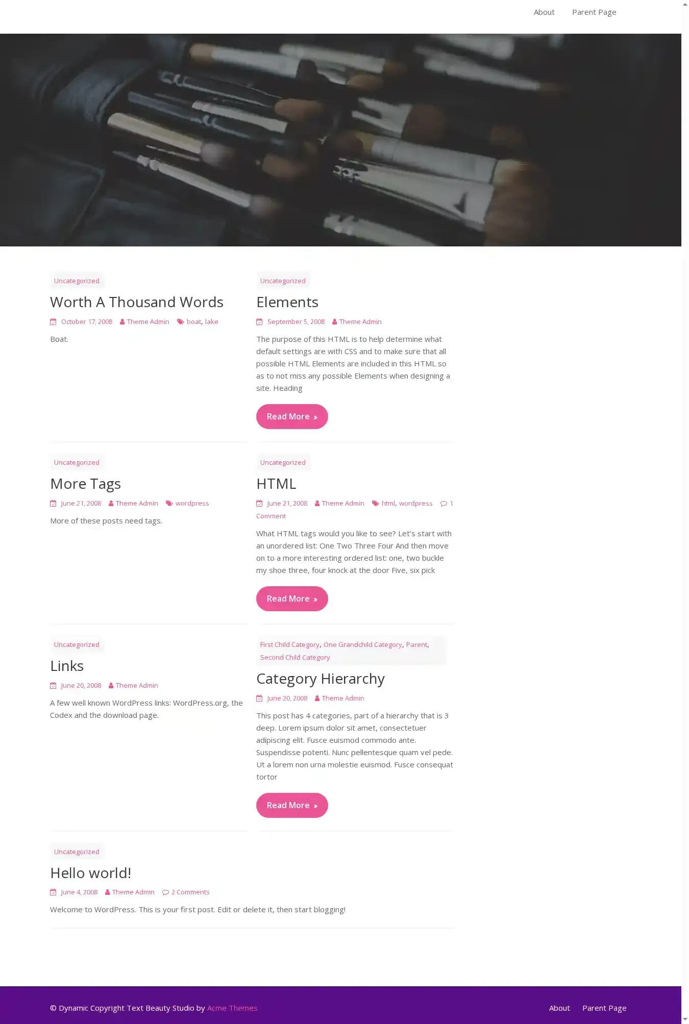 Beauty Studio home page on desktop