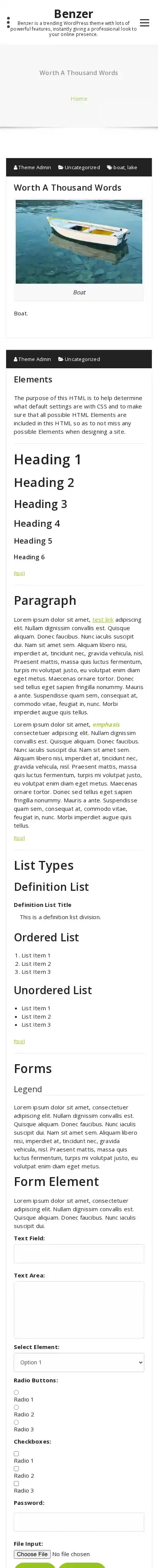 Benzer home page on mobile
