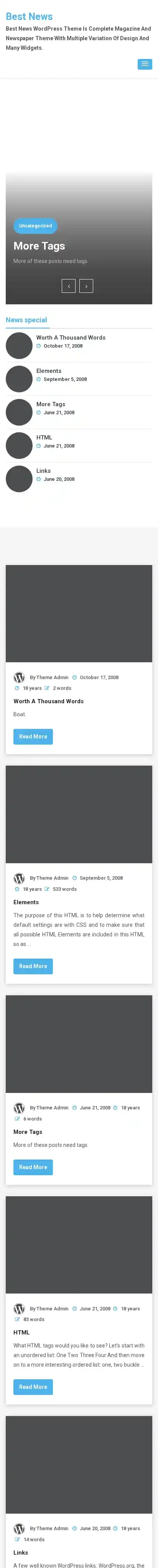 Best News home page on mobile