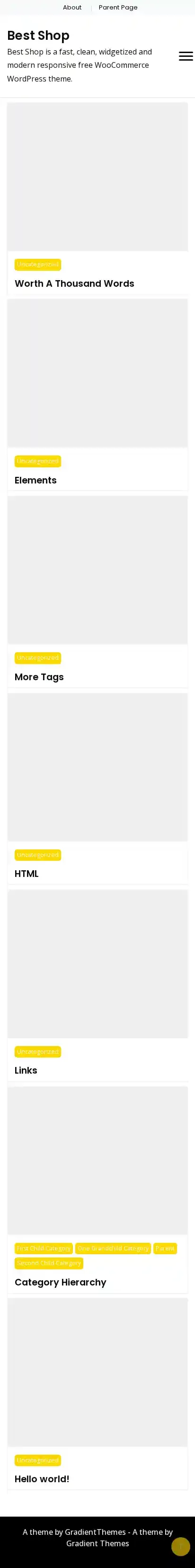 Best Shop home page on mobile