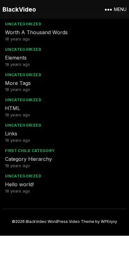 BlackVideo home page on mobile