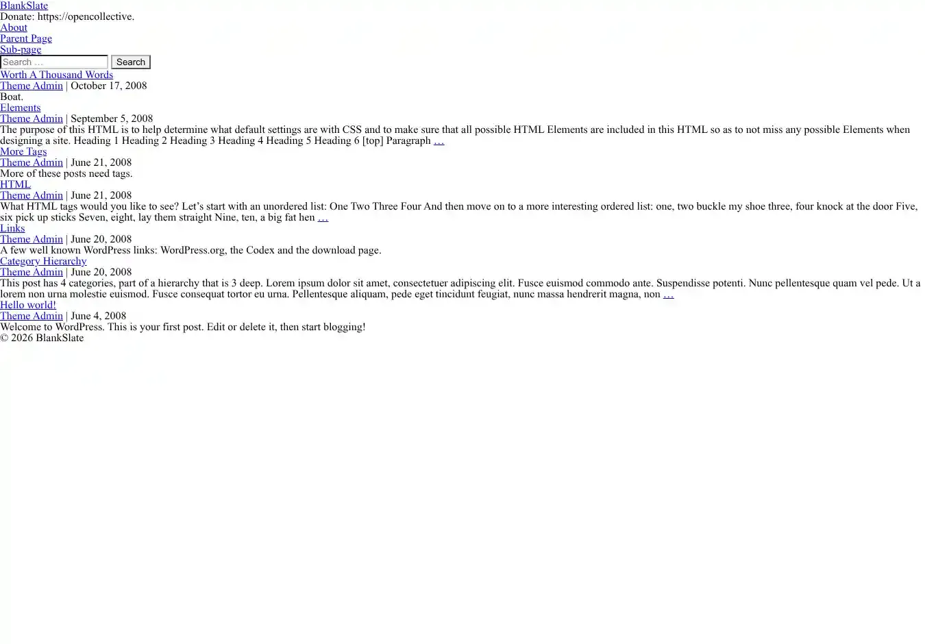 BlankSlate home page on desktop