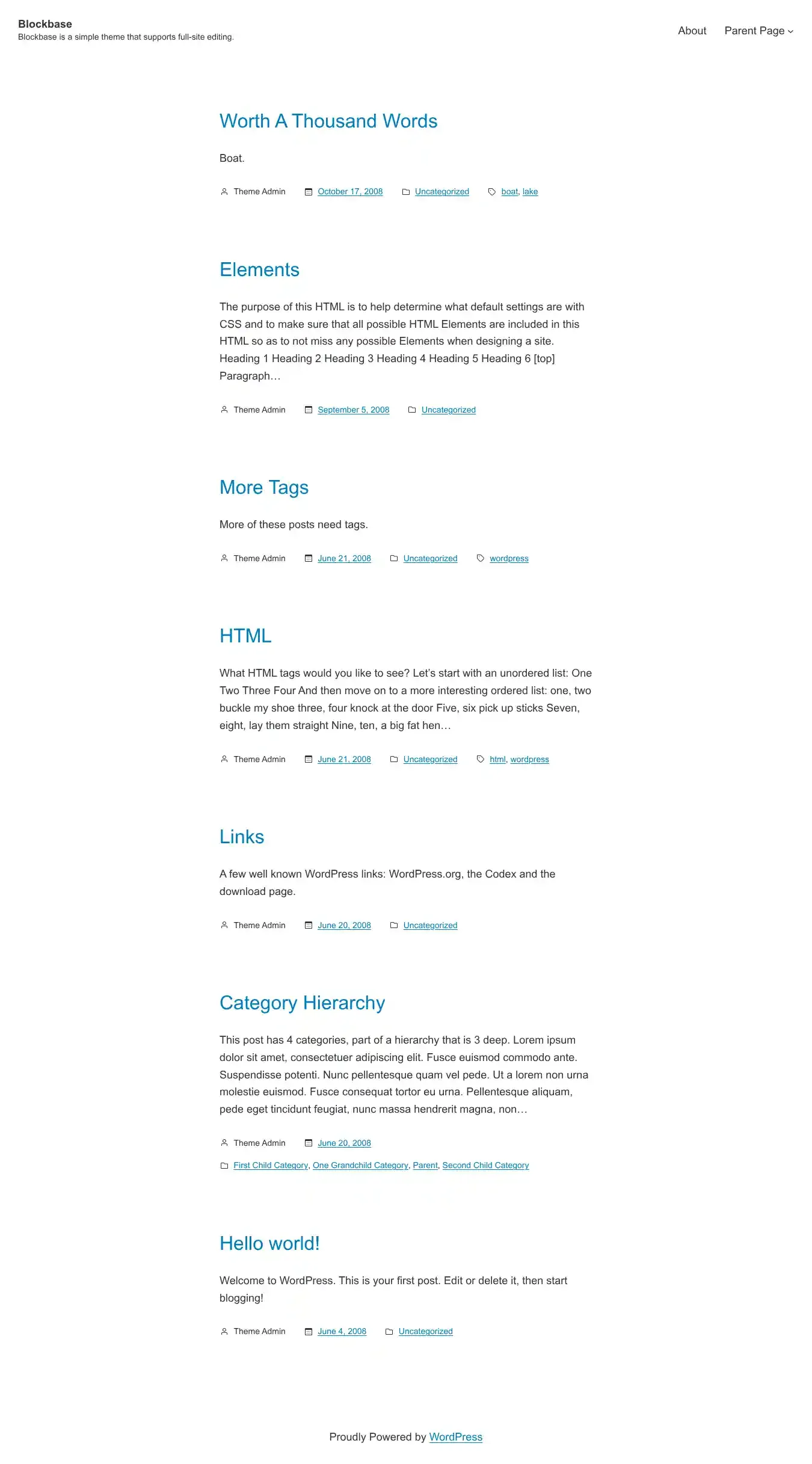 Blockbase home page on desktop