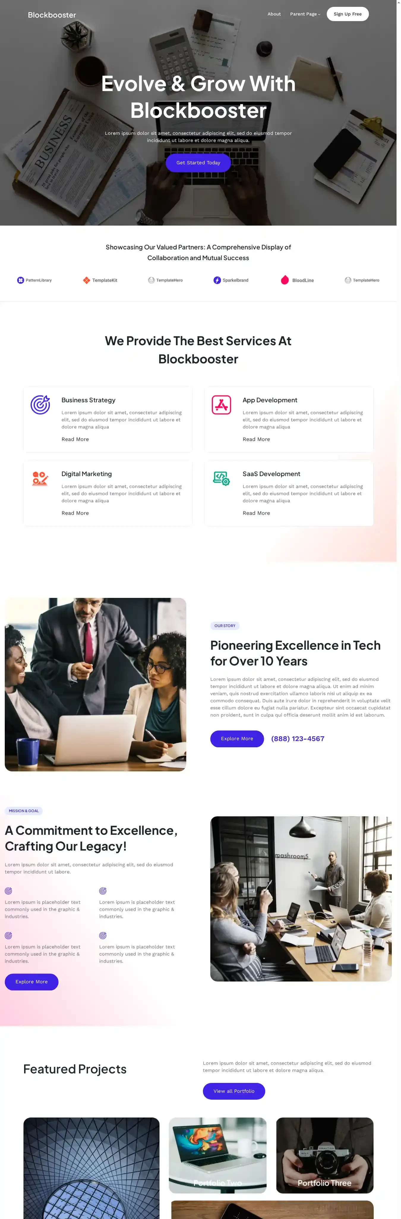 Blockbooster home page on desktop