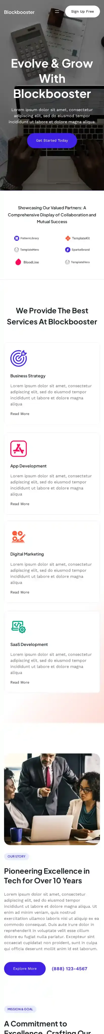 Blockbooster home page on mobile