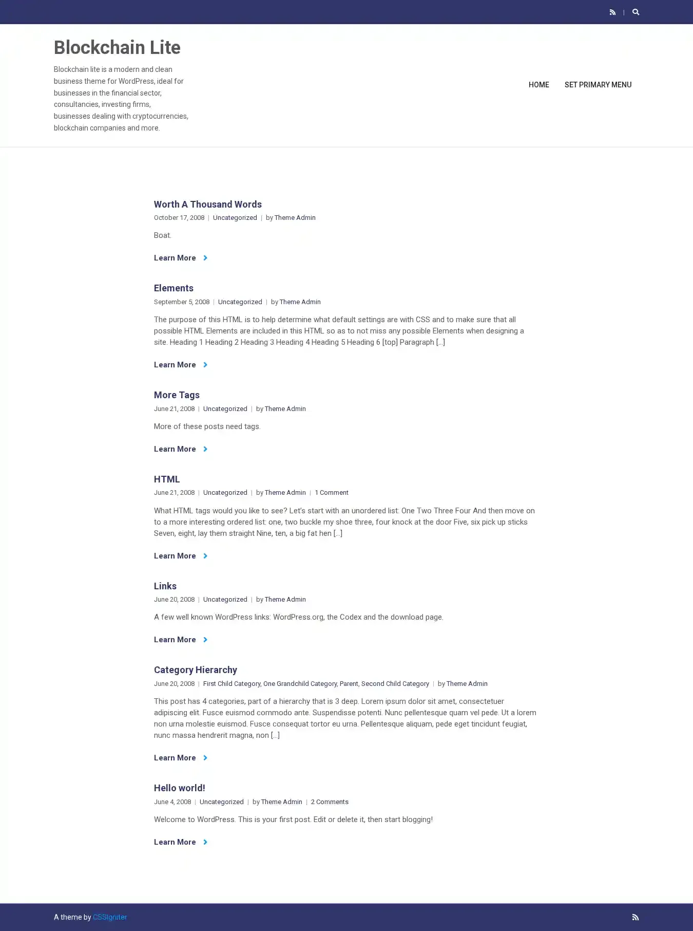 Blockchain Lite home page on desktop