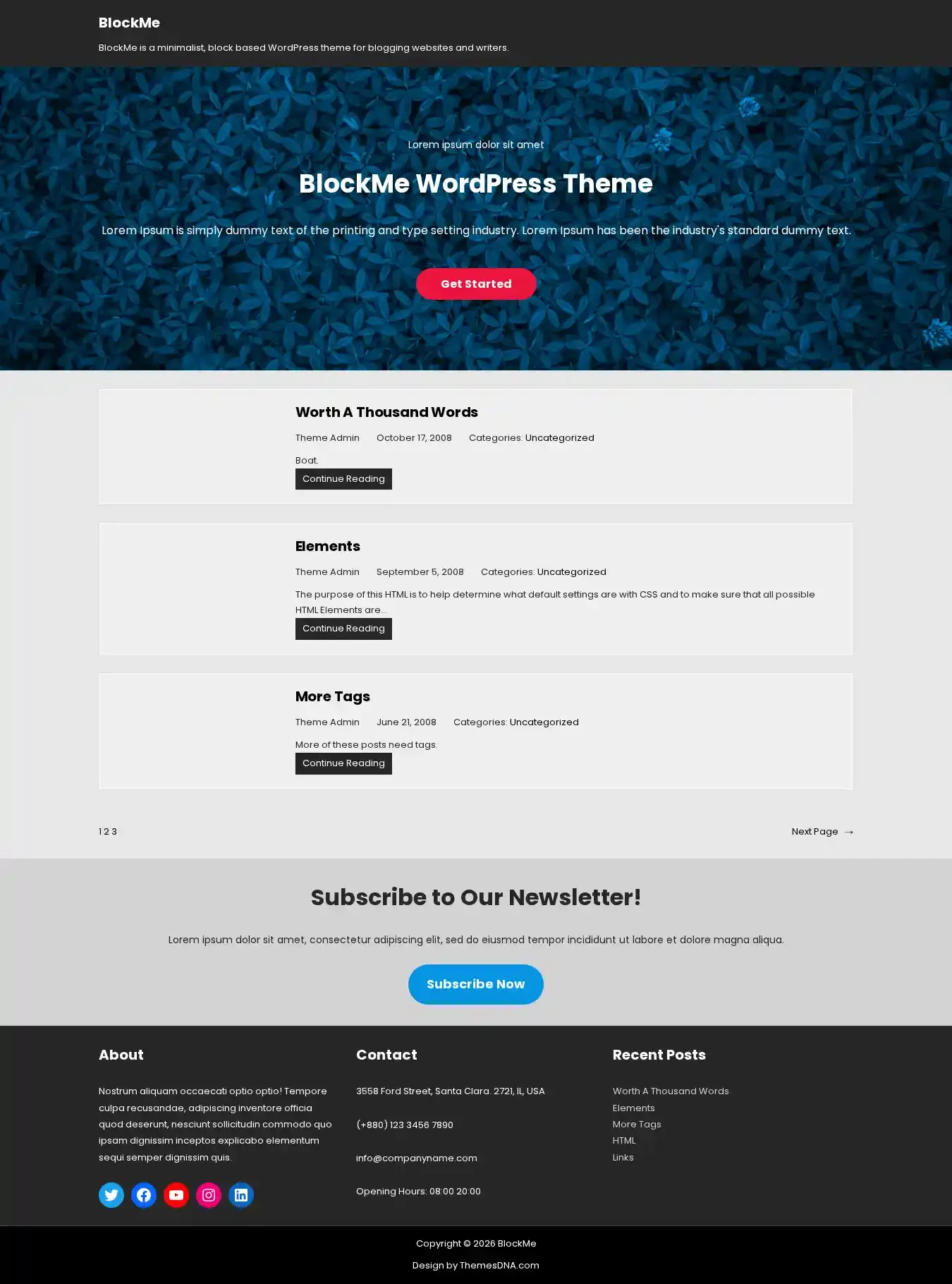 BlockMe home page on desktop