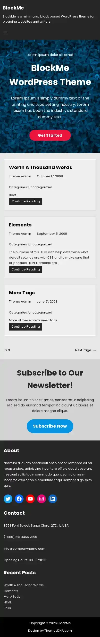 BlockMe home page on mobile