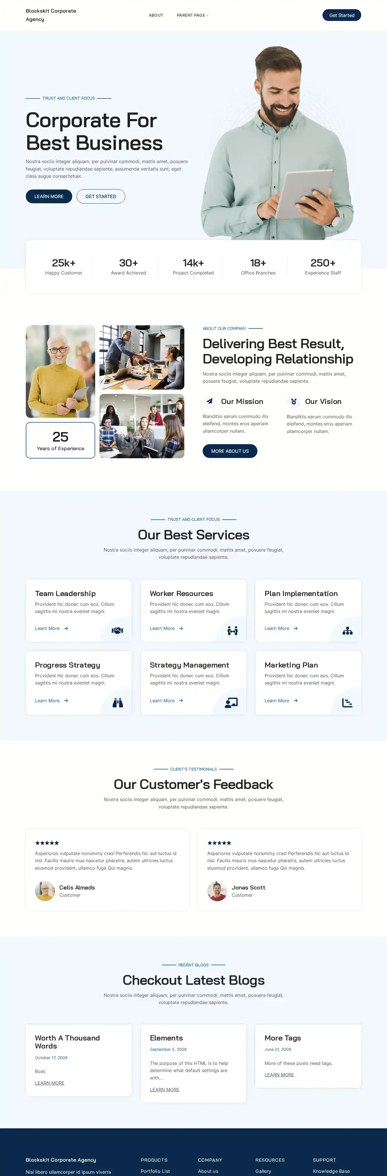 Blockskit Corporate Agency home page on desktop