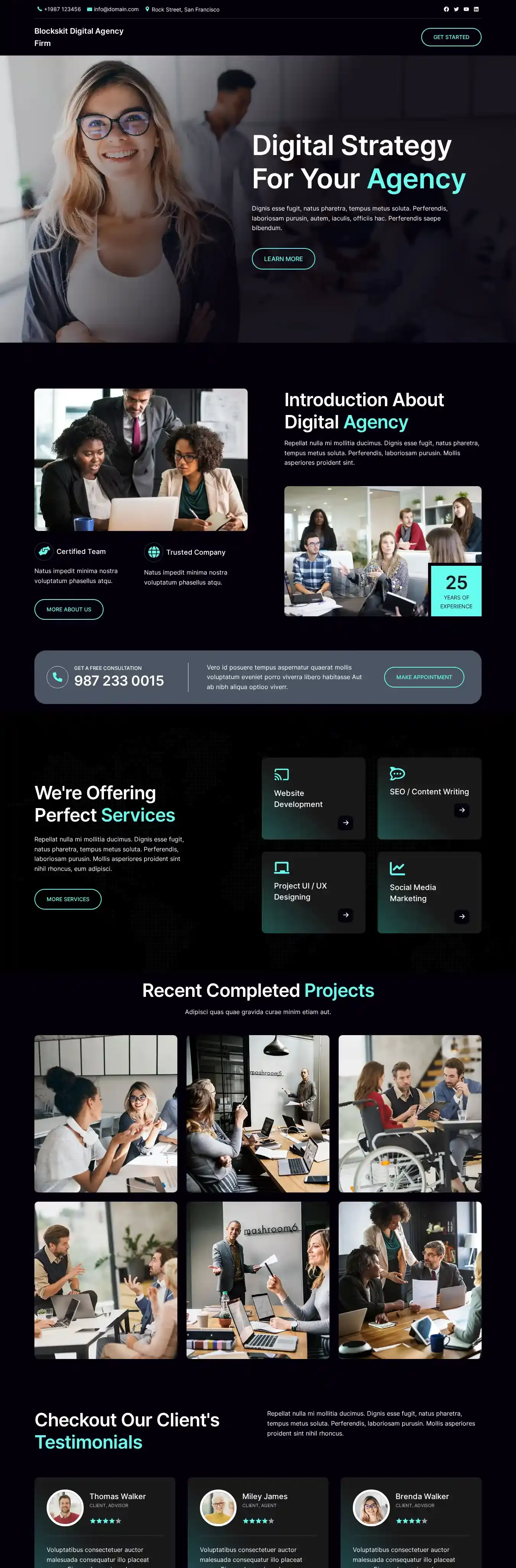Blockskit Digital Agency Firm home page on desktop