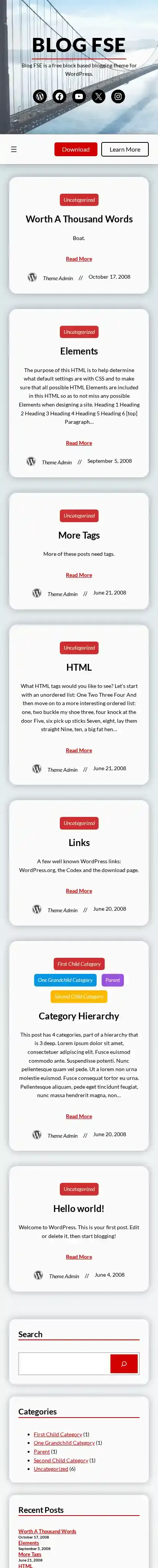 Blog FSE home page on mobile