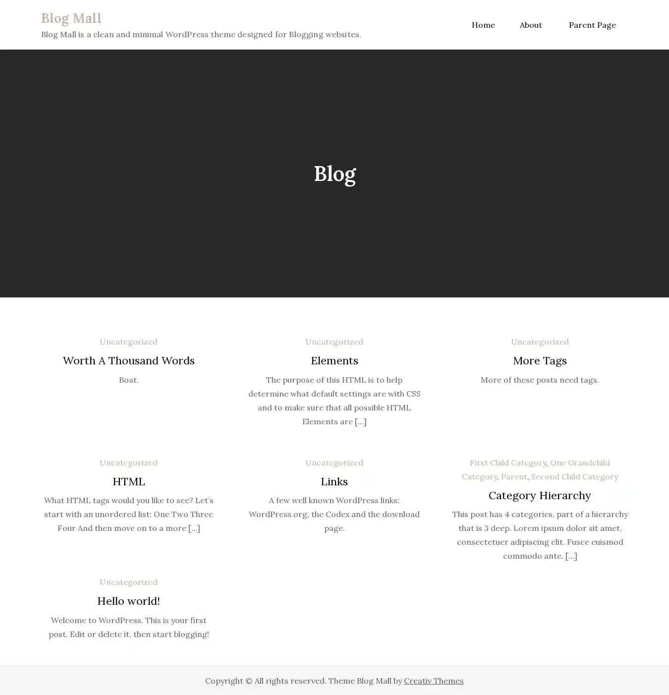 Blog Mall home page on desktop