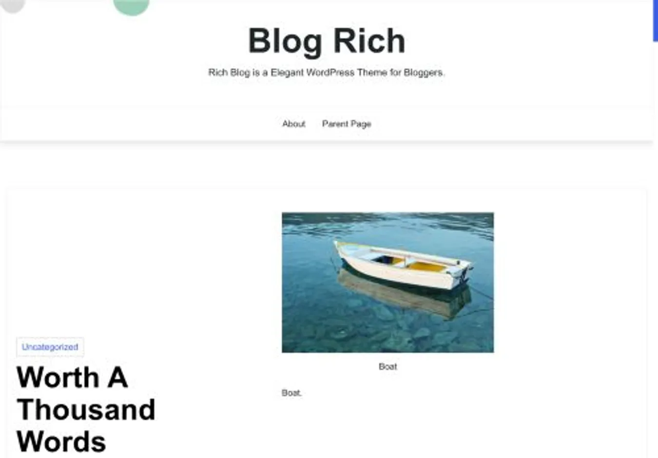 Blog Rich home page on desktop