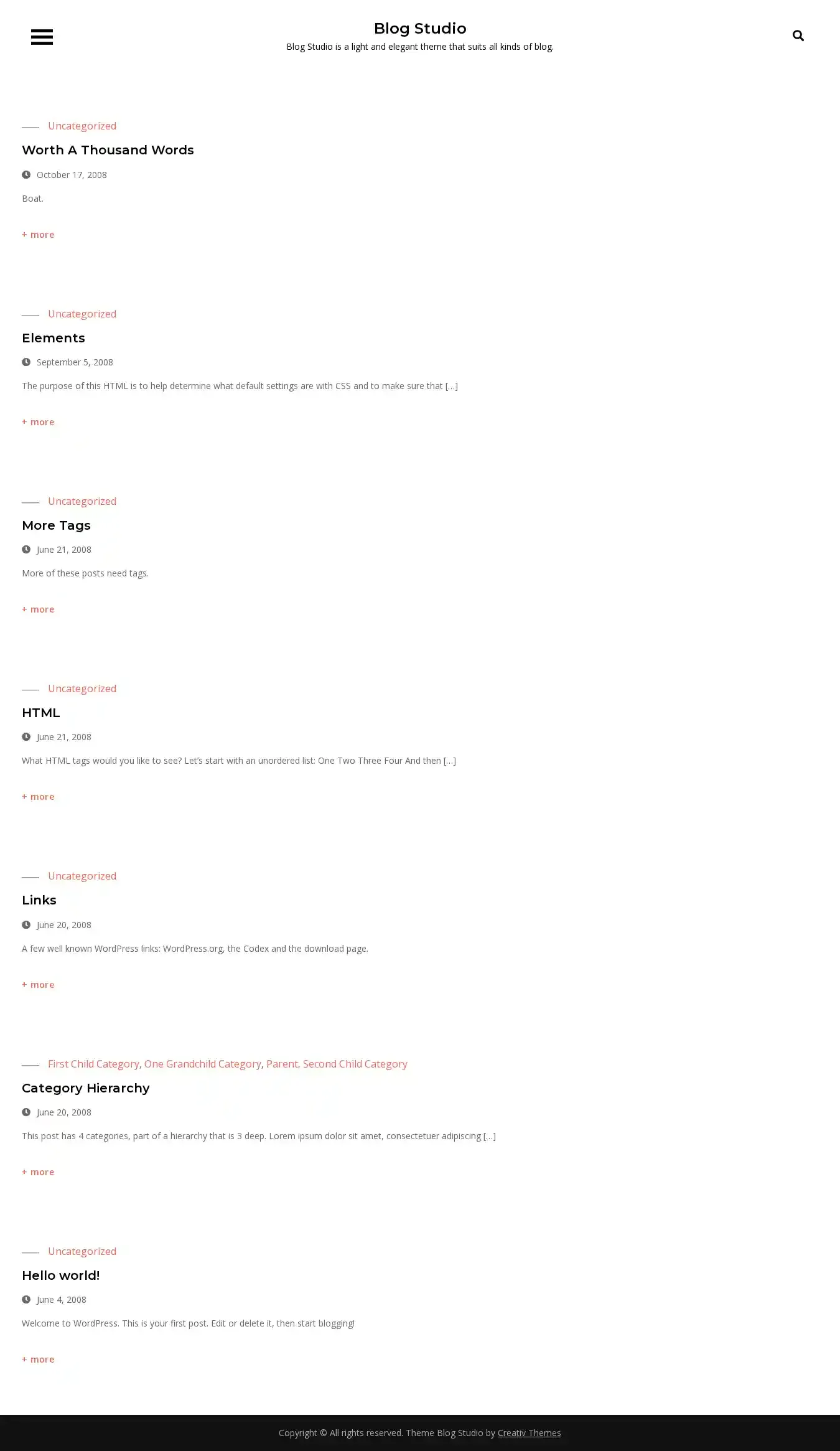 Blog Studio home page on desktop