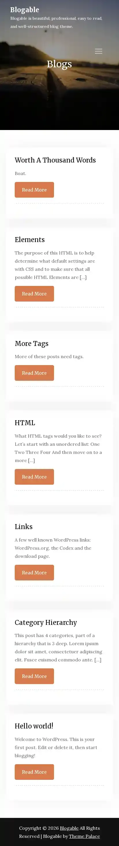 Blogable home page on mobile