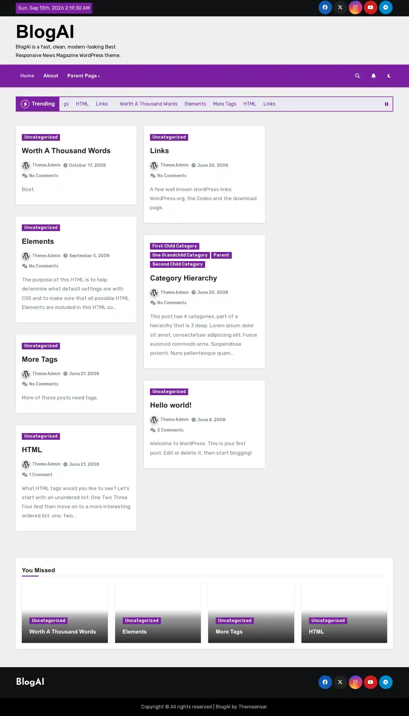 BlogAI home page on desktop