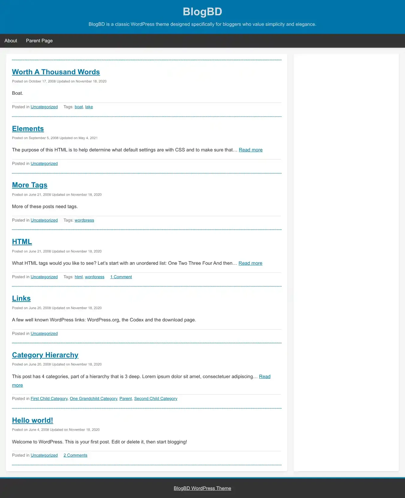 BlogBD home page on desktop