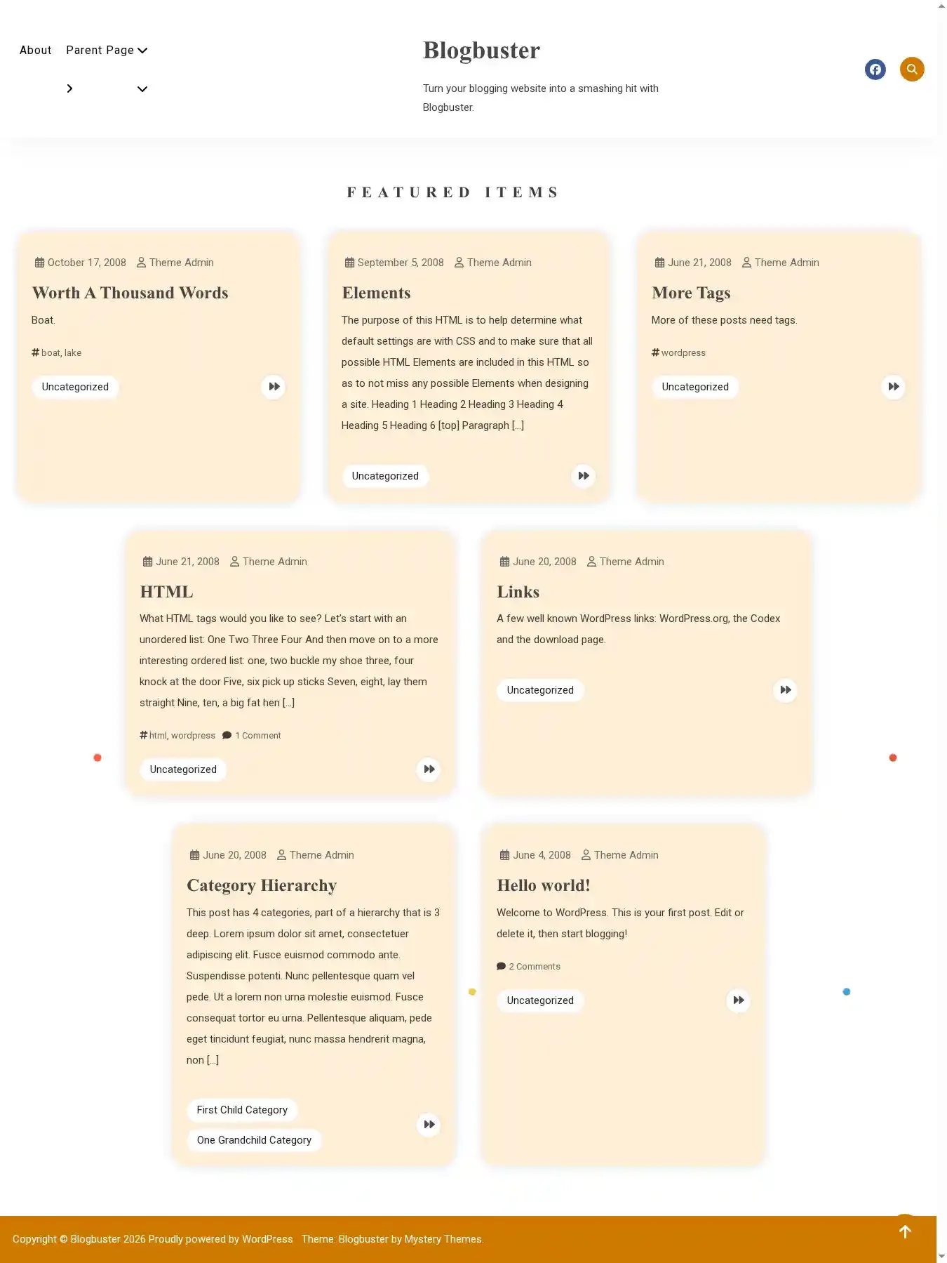 Blogbuster home page on desktop