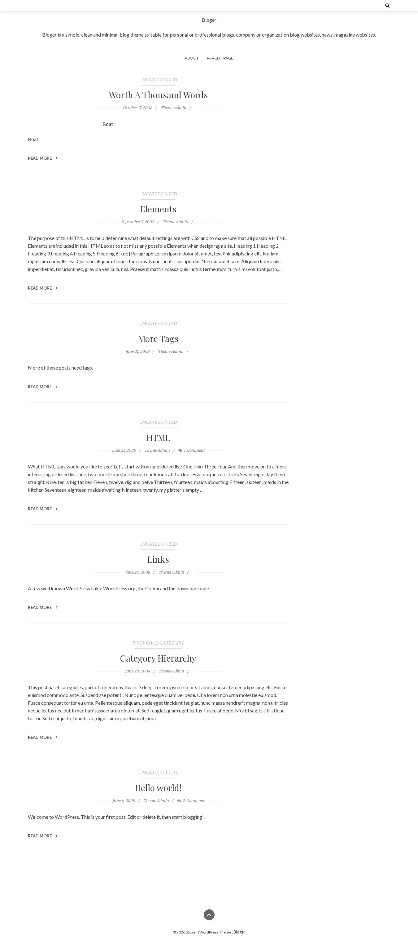 Bloger home page on desktop
