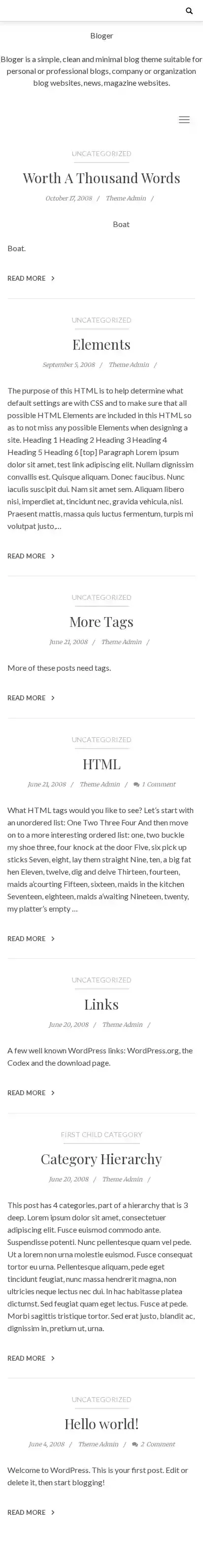 Bloger home page on mobile