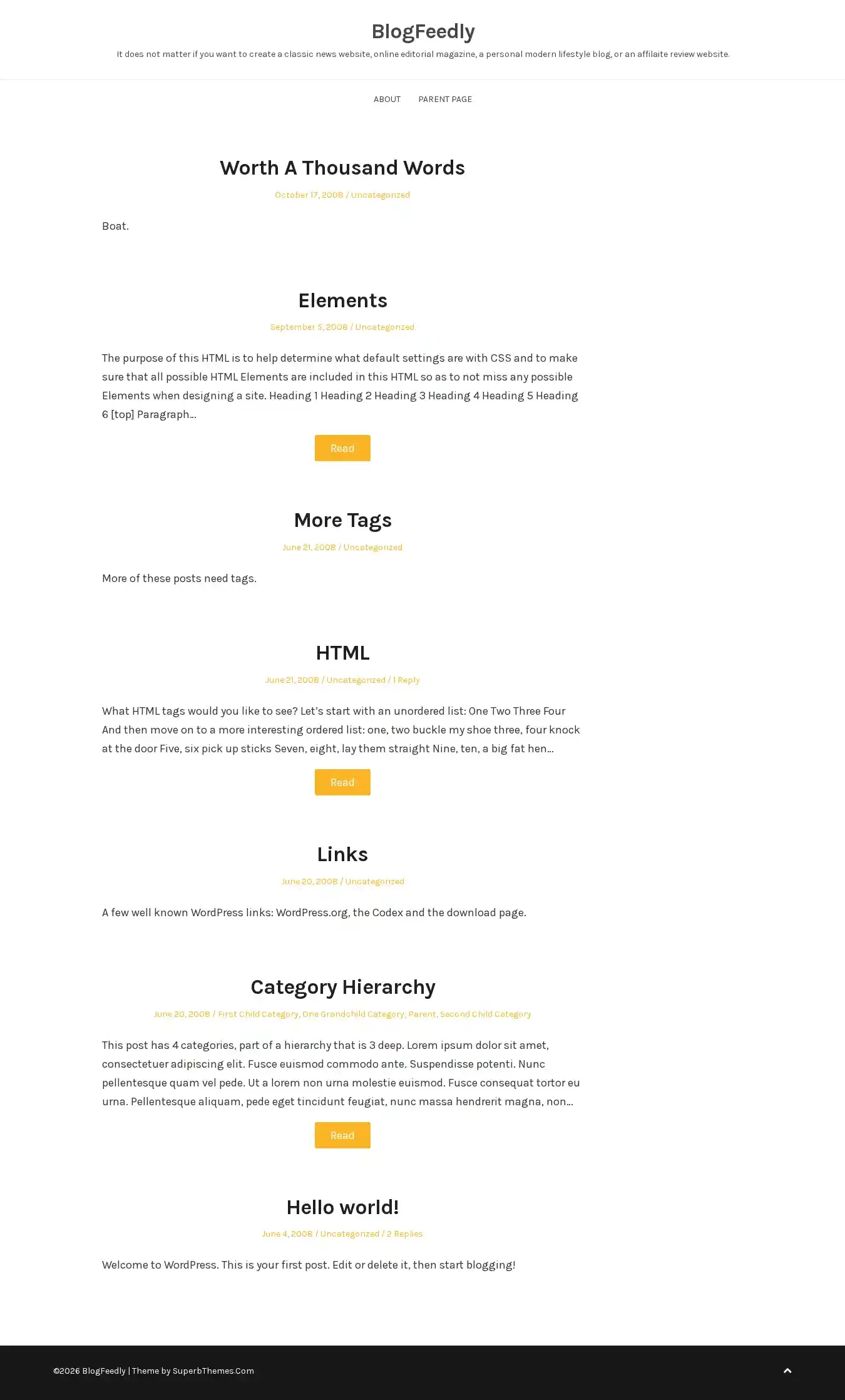 BlogFeedly home page on desktop