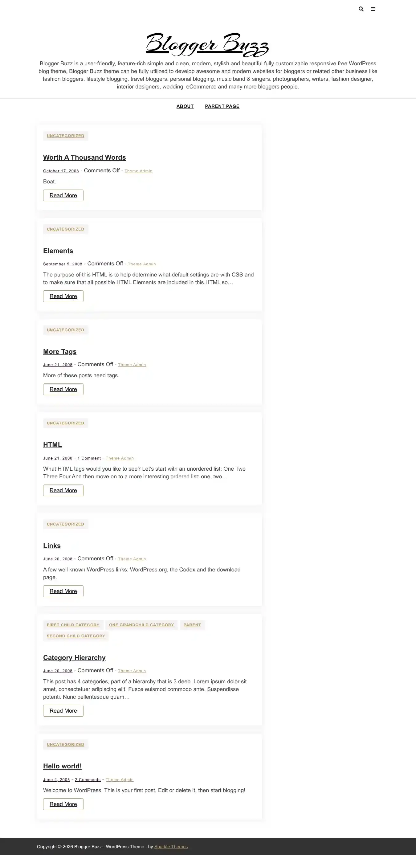 Blogger Buzz home page on desktop