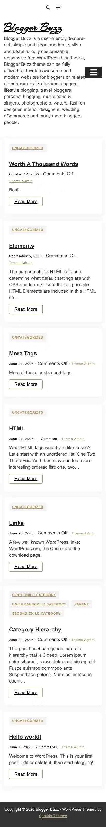 Blogger Buzz home page on mobile